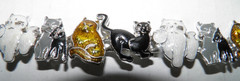 Vintage Silver Plate Enamel Cat Link Bracelet 7 1/4″ Magnetic Clasp Closure EUC