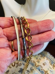 Vintage Jewelry Lot 20th Century 11 Pc Bracelets Necklaces Rings Earrings Pin