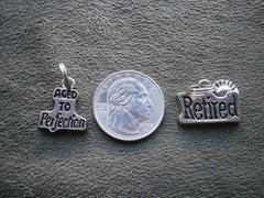 Retired & Aged to Perfection Vintage Silvertone Bracelet Charms Pendants 5.8g