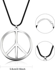 Tatuo 1 Piece Metal Peace Sign Pendant 1960s 1970s Hippie Party Silver