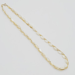Choker Polished Rice Pearl Gold Tone Braided Chain Pearl Necklace Korea 16 Inch