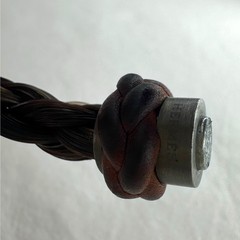 Authentic Hermes Circular Braided Leather Horsehair Bracelet Brown Vintage
