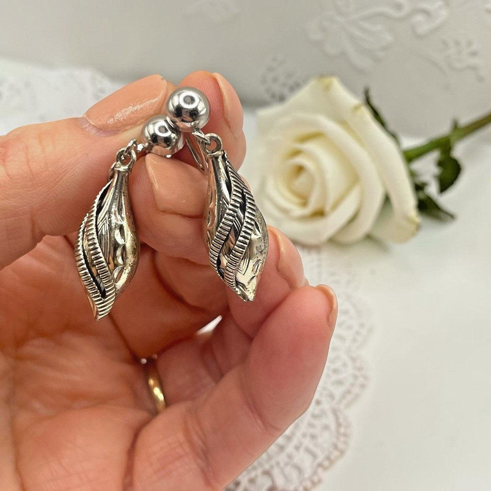 Vintage Danecraft Sterling Silver 925 Screwback Dangle Earrings