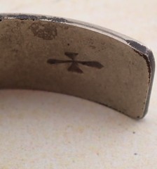 VTG Southwestern Stamp Nickel Silver Turquoise Coral Inlaid 6 1/2″ Cuff Bracelet