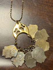 Vintage Monet Charm Holder Butterfly Gold Necklace W/ Silhouette Profile Charms