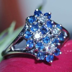 14k white gold sz 4 ring 0.94ct treated Ceylon sapphire diamond 4.0gr C-51