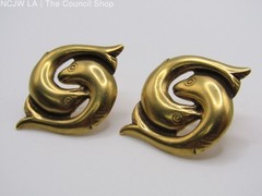 Metropolitan Museum of Art Gold Plated Entwined Dolphin Stud Earrings