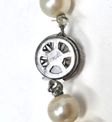 Vintage 50’s Sterling Silver Clasp SONATA Glass Faux Pearl Necklace In Box