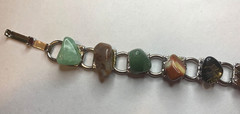 Vintage Semi Precious Gemstone Bracelet Multicolor Assorted 11 Stones 6.5 inches