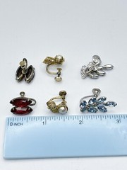 Lot Of 3 Vintage Screw Back Earrings BELL, Sterling, Sorrento, Rhinestones