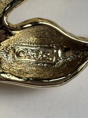 Vintage Gold Tone Brooches Lot;Hot Air Balloon; Bubble Fish Marked AJC;Scissors