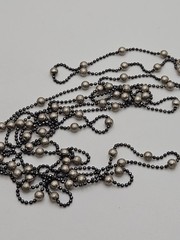 Vintage JCM Sterling Silver Italian Beaded Station Long Chain Necklace 60″
