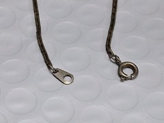 Brass Tone Metal Cubes Chain Choker 17 Inch Necklace Vintage