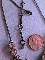Givenchy Gold Silk Frontal Necklace Rhinestones Amber Pale Pink & White Stones