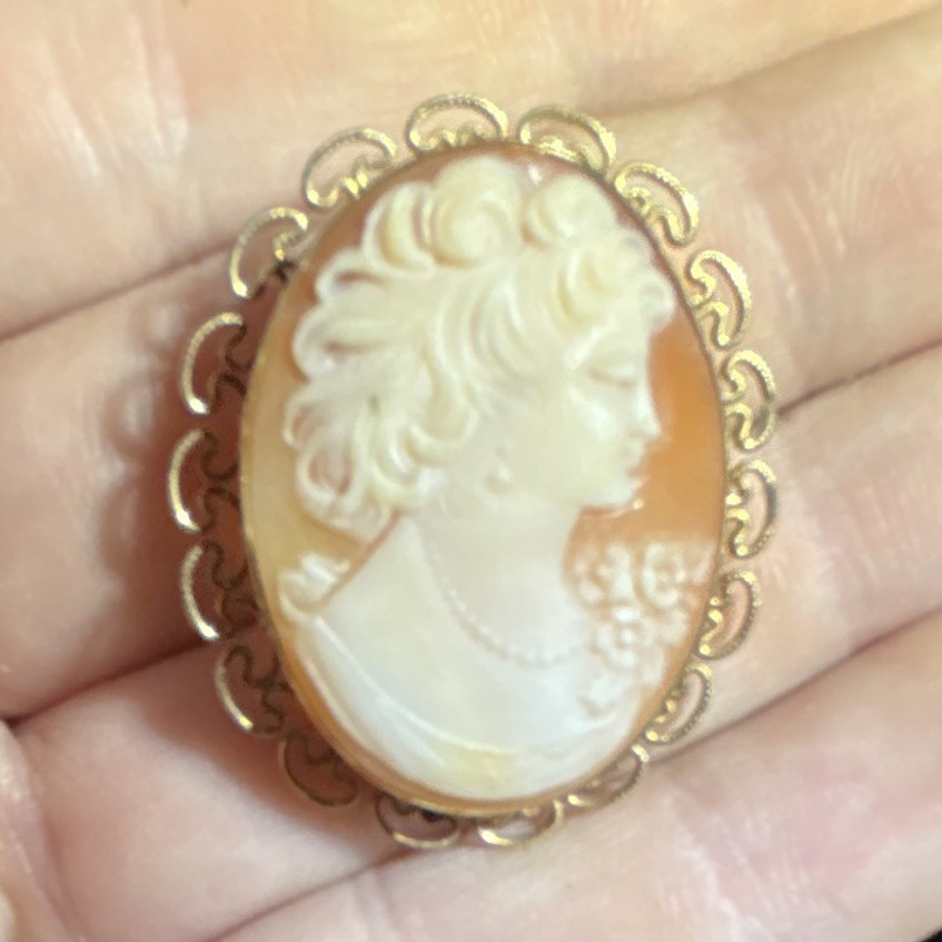 Oval Cameo Brooch Pin goldfield outer ring ￼￼