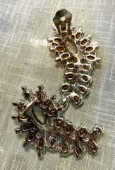 Vintage Clear Rhinestone Swirl Clip-On Earrings Mid Century Bridal Sparkle