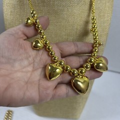 Goldtone Fashion Chain With Heart Trailers Beaded Fashion Love Valentine’s Day