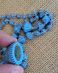 Neiger Brothers deco glass turquoise blue spiderweb flapper necklace with fob