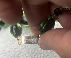 Beautiful 22” Iridescent Green /Black Lucite W/AB Spacers Necklace – W. Germany