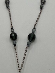 Sterling Silver Glass Blue Gray Bead Y Drop Necklace Lariat Italy 925 9.6 gram