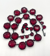 VTG Art Deco Japanned Ruby Red Riviere Collar Necklace