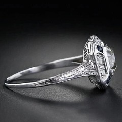 2.5Ct Art Deco Style Lab Created Diamond Sapphire Wedding 14K White Gold FN Ring