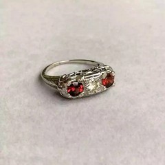 14k White Gold FN Round Cut Lab Created Diamond Art Deco Style Anniversary Ring