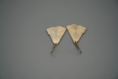 Vintage Geometric Black/Silver Tone Set-Enamel Earrings-Glass Onyx Bracelet