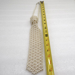 Vintage 60s Retro Chic Faux Pearl Woven Necktie Necklace – Marked Hong Kong