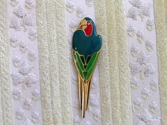 Vintage Trifari Tropical Enameled Parrot Brooch Pin Cruise Wear
