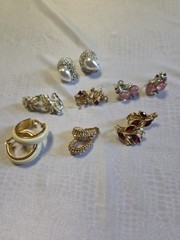 Lot Of 7 Pair Mixed Signed Vintage Earrings Clip On / Screw On Excellent