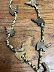 Vintage Carved Elephant & Natural Round Bead Necklace Boho Beach Africa Tribal