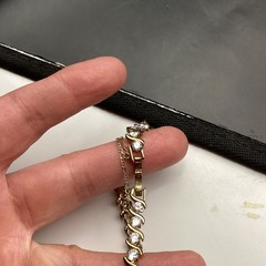 Vintage Gold Tone S Link Tennis Bracelet With Cubic Zirconias 7in