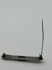 Vintage Art Deco 935 Sterling Silver Marcasite Enamel Amazonite Brooch