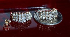 10k yellow gold earrings 1.00ct natural diamond 0.72″ pyramid dangle 4.50g N3658