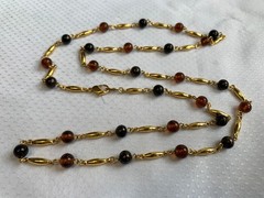 Vtg Costume Jewelry Lot Enamel Tiger’s Eye Faux Amber / Onyx / Gemstones