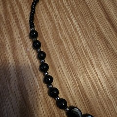Vintage Black Stone Gem Shiny Iridescent Beads Necklace Beautiful