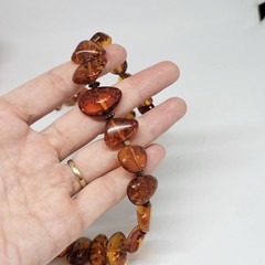 Cognac Amber Nugget Bead Necklace 25″ Long