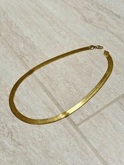 VTG Milor Herringbone Chain Necklace Gold Tone 925 Sterling Silver Wide Italy