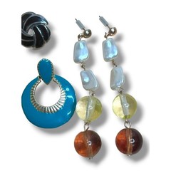 Vintage Pierced Post Earrings Enamel Lucite Various Eras Wearable Condition