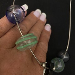 STUDIO ARTISAN HAND MADE ESTATE STERLING SILVER & HAND BLOWN GLASS NECKLACE 16”