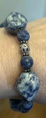 Vintage JTV sodalite Gemstone pewter beaded bracelet size average 7