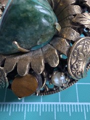 Rare MCM vintage brooch Brass Toned With Stone Accents