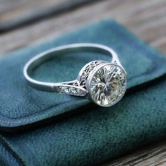 4 CT White Round Cut Simulated Diamond Art Deco Antique Wedding 925 Silver Ring