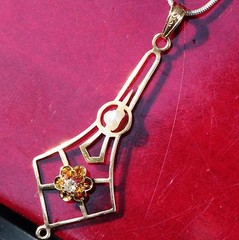 10k rose gold pendant 0.05ct diamond pearl charm 1890’s antique handmade 0.9gr
