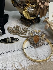 VTG Curated Mystery Costume Jewelry Jar Gold Tone Pastels Pearls Cameo WOW