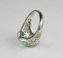 Princess Cut Emerald & Lab Created Diamond Wedding 14Ct White Gold Finish Ring