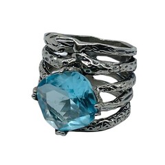 Israel sterling silver blue topaz ring – GM595