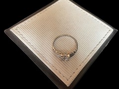 Signed Art Deco 18K White Gold .25ct Round Diamond Engagement Ring Size: 6