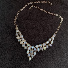 Vintage Sterling Necklace Rainbow Labrodite 16.5 inch / 92.5% Silver